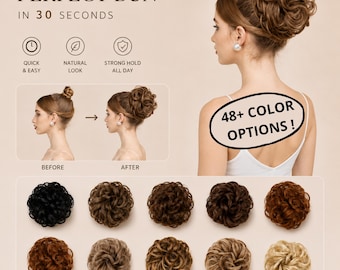 Messy Bun Hair Extension Scrunchie, Voluminous Curly Hair Bun, Natural Looking Updo Hair Piece for Women, Easy Everyday Chignon
