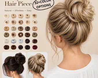 Straight Hair Bun Scrunchie for Women, Realistic Synthetic Chignon Hair Piece, Easy Updo Hair Extension, Everyday Bun Hairstyle Accessory