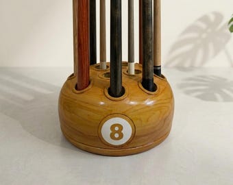 Handgefertigtes Holz 8 Ball Pool Cue Rack, 12 Queue Billard Raumdekor