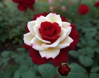 20 Rare Twin Red White Rose Flower Seeds – Non GMO Heirloom Garden Seeds for Planting