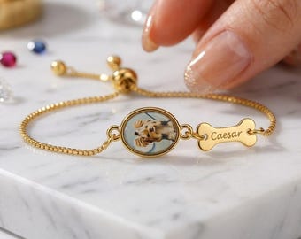 Custom Pet Photo Engraved Bracelet Personalized Gift for Women