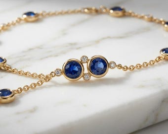 925 Sterling Silver Blue Ball Charm Bracelet for Women