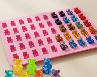 50 Grids Gummy Bear Silicone Mold – Cute Bear Candy, Jelly & Chocolate DIY Baking Mold with Dropper
