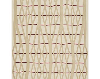 Tapis abstrait en laine fait main, tapis géométrique ivoire beige terracotta