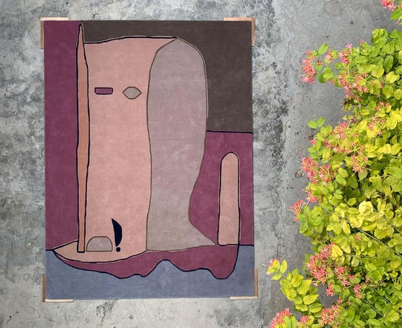 Handmade Abstract Wool Rug, Contemporary Art Area Carpet, Muted Palette Living Room Designer Rug