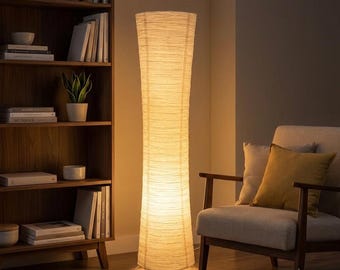 Lampada da terra alta in carta di riso | Lampada a colonna angolare Wabi Sabi | Luce LED dimmerabile in stile giapponese | Lampada da terra per camera da letto | Decorazione estetica per la casa