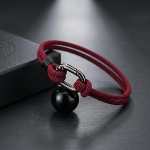 Men's Braided Cord Bracelet, Minimalist Knot Wristband, Adjustable Rope Bracelet Gift for Him