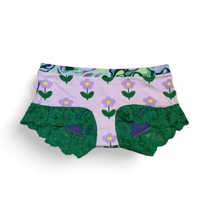 Freya Lacy - Daisy bloom mauve on Print Cotton Lycra, Comfortable Fit, Hipster Boyleg Undies –