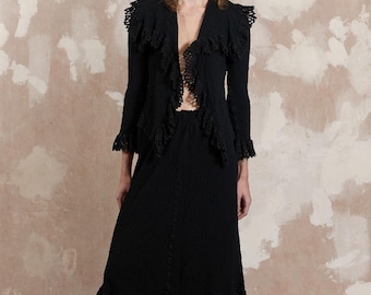 Issey Miyake Me Black Doily Ruffle Skirt Set | Made in Japan