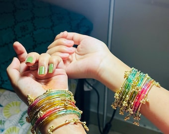 Kashmiri Bangles Set for Women | Multicolor Traditional Kashmiri Bracelet Stack | Ethnic Indian Jewelry Gift