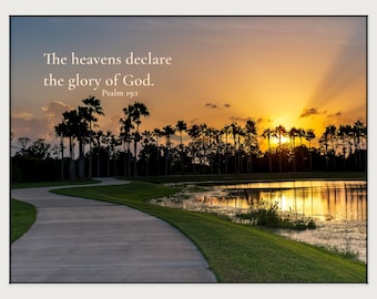 Florida Sunset with Crepuscular Rays – Psalm 19:1 Christian Wall Art
