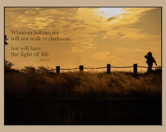 Inspirational Wall Art | John 8:12 Scripture | Toward the Light of Life