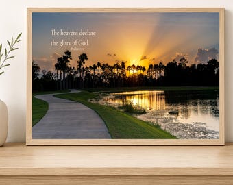 Florida Sunset with Crepuscular Rays – Psalm 19:1 Christian Wall Art