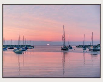 Rockport Harbor Sunrise | Sailboats at Dawn, Massachusetts Coastal Wall Art