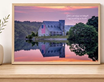 Old Stone Church Sunset New England Fine Art Print