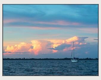 Solitude at Sunrise | Anna Maria Island Sailboat Photography | Coastal Wall Art