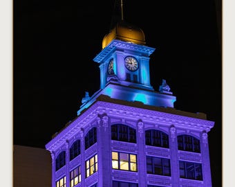 Tampa at Night | Hortense Oppenheimer Clock, Downtown Florida Fine Art Print