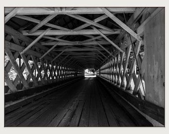 Ashuelot Covered Bridge | Winchester NH Photography | Black and White Wall Art