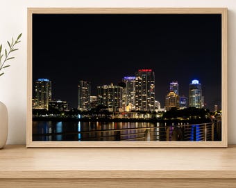 St. Petersburg FL Night Skyline Fine Art Photo Print