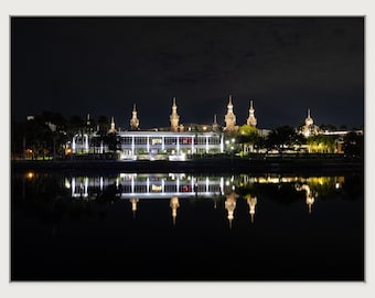 Historic Tampa at Night | Plant Hall Minarets, Florida Architecture Wall Art