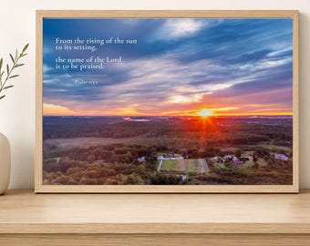 New England Sunrise Scripture Fine Art Print Psalm 113