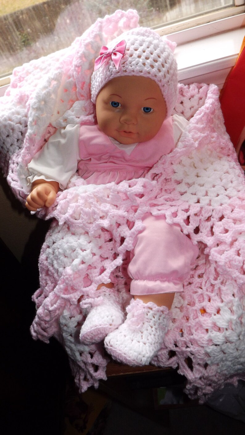 Baby Blanket Set Blanket Booties Hat. Handmade Etsy