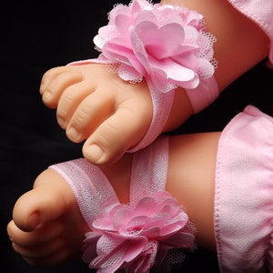 Pink Headband and Barefoot Sandals Baby Girls