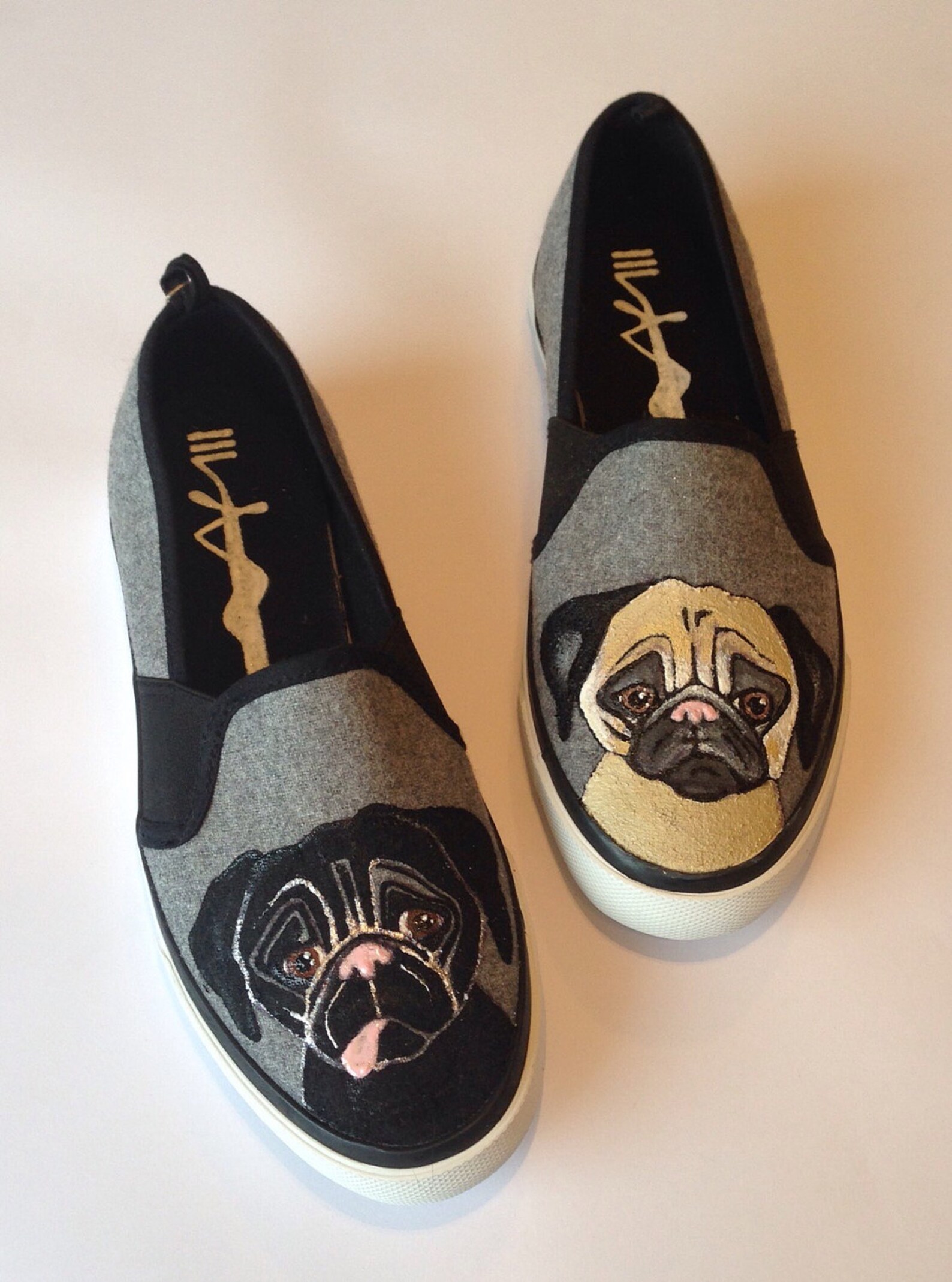 Pug Shoes Pug Gifts Dog Portrait Pet Drawing Dog Print Etsy