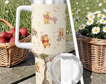 Winnie The Pooh Tumbler Stainless Steel Coffee Mug Insulated Water Bottle Disney Inspired Travel Cup
