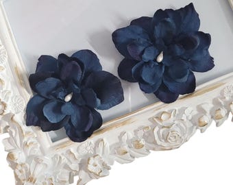 Navy Blue Flower Hair Clip Navy Blue Natural Flower Hair Clip Rustic Wedding Accessories Bridal Party Wedding Bridesmaids Accessories