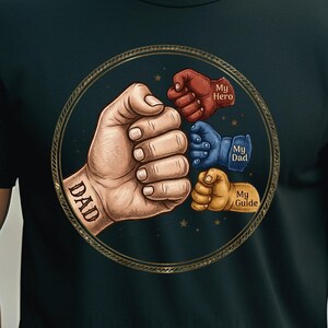 Camiseta de papá con puño en alto, regalo vintage para el Día del Padre de Hero Guide, gráficos PNG de tendencia