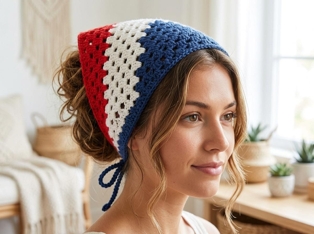 39 American Flag Crochet Patterns to Show Your Patriotic Style 11 Patriotic Crochet Bandana