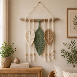 Macramé Leaf Wall Hanging Pattern PDF For Intermediates, Boho Fiber Art Tutorial Pdf, Gift For Her, Digital Download PDF