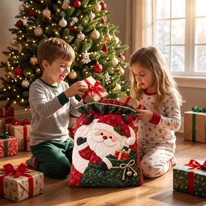 Quilted Patchwork Christmas Bag Pattern, Scrappy HST Holiday Sewing Project (PDF)