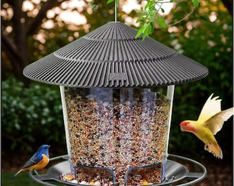 Outdoor Hanging Bird Feeder, Weatherproof Wild Seed Feeder for Garden Patio Yard, Decorative Bird Feeding Station