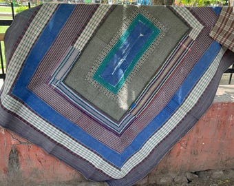 Handmade Vintage Kantha Throw, Reversible Cotton Gudari Quilt, Indian Bedspread, Bohemian Blanket, Cottagecore Decor