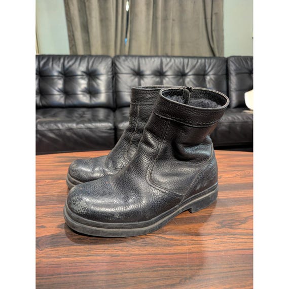Florsheim Vintage Mens 7 3E Black Pebbled Leather Side Zip Fur Lined Boots
