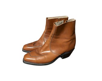 Vintage - 70's Men's Wrangler Leather Side Zipper Chelsea Ankle Boots Size 10 EE
