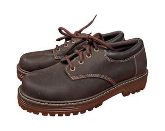 Buty Oxford Skechers Vintage Dark Brown Leather Chunky Lug Sole na platformie