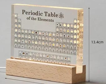 Periodic Table Display mit echten Elementen | Leuchtendes Acryl Wissenschafts Dekor (LED Basis)