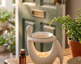Abstrakte menschliche Keramikbrenner | Wachs schmelzen & ätherisches Öl Stövchen, Nordic Decor