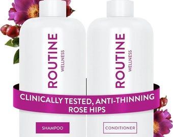 Routine Wellness Anti-Thinning Shampoo Conditioner Set – Biotin DHT Blocker, Rose Hips