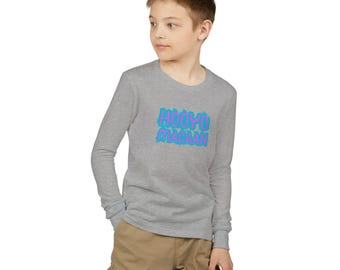 Hooyo Macaan Youth Long Sleeve Tee | Somali phrase graphic, kids shirt