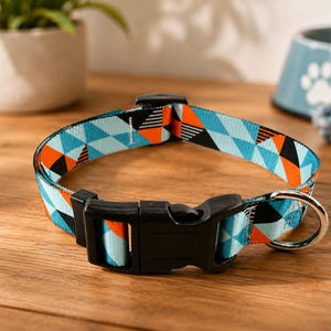Geometric Pattern Dog Collar, Adjustable Nylon Pet Collar, Small to Large Dogs