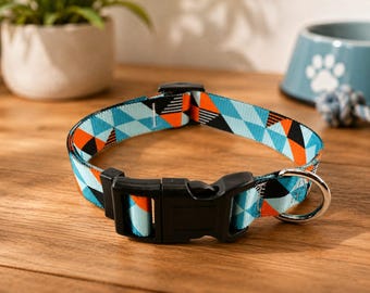 Collar para perros con estampado geométrico, collar ajustable de nailon para mascotas, para perros pequeños y grandes.