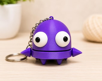 3D Printed Big-Eyed Monster Robot Keychain, Kawaii Backpack Charm, Desk Decor, Collectible Figurine