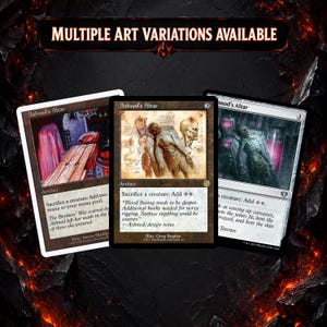 May include: Three Ashnod's Altar trading cards displayed against a dark, fiery background. The cards feature distinct illustrations of skeletal figures and laboratory equipment, with the text 'MULTIPLE ART VARIATIONS AVAILABLE' at the top.