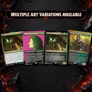 May include: Four Meren of Clan Nel Toth trading cards displayed in a row. The text MULTIPLE ART VARIATIONS AVAILABLE is centered above the cards. Each card features the name Meren of Clan Nel Toth, card text, and distinct artistic illustrations.