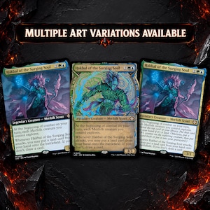May include: Three Magic: The Gathering trading cards titled Hakbal of the Surging Soul, featuring a Merfolk Scout character with pink hair and blue energy. The cards display text describing game abilities and the phrase MULTIPLE ART VARIATIONS AVAILABLE.