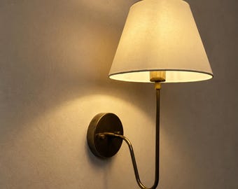 Mid Century Messing Wandleuchte mit Schirm / Vintage Industrie Wandleuchte Leuchte Küche & Wohnzimmer Licht